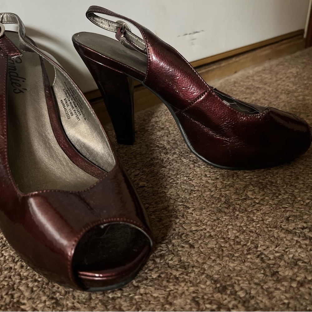 Ladies' Burgundy Peep-Toe Heels